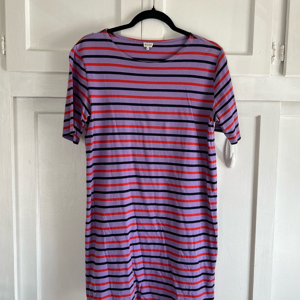 Striped Purple and Red T-Shirt Dress
